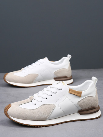 メンズ カジュアルスニーカー レザーメッシュ 通気性 プラットフォーム チャンキーシューズ