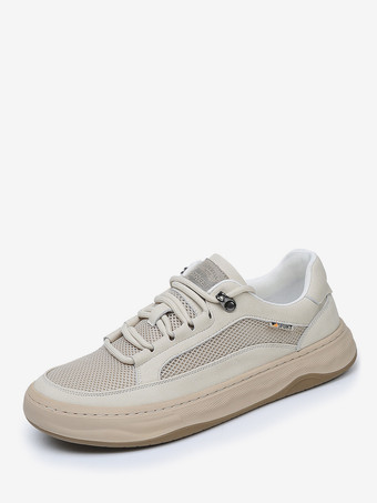 メンズ カジュアルスニーカー レザーメッシュ 通気性 プラットフォーム チャンキーシューズ