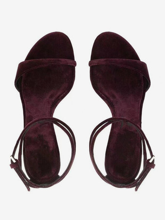 ベルベットハイヒールサンダル オープントゥ クリスクロス パーティーシューズ