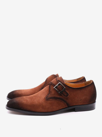 メンズ モンクシューズ スエード ポインテッドトゥ ドレスシューズ トレンドのマットレザー スリッポン ローファー