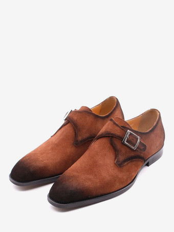 メンズ モンクシューズ スエード ポインテッドトゥ ドレスシューズ トレンドのマットレザー スリッポン ローファー