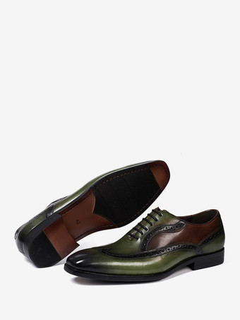 メンズ ポインテッドトゥ オックスフォード ウィングチップシューズ 英国スタイル 本革 ドレスシューズ