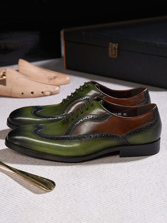 メンズ ポインテッドトゥ オックスフォード ウィングチップシューズ 英国スタイル 本革 ドレスシューズ