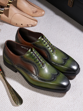 メンズ ポインテッドトゥ オックスフォード ウィングチップシューズ 英国スタイル 本革 ドレスシューズ