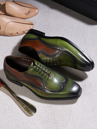 メンズ ポインテッドトゥ オックスフォード ウィングチップシューズ 英国スタイル 本革 ドレスシューズ