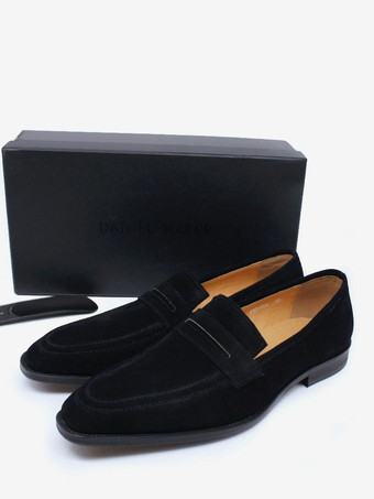 ブラック メンズ ペニーローファー スリッポン カジュアル スエードシューズ ソフト 通気性 レザー 快適 レイジーシューズ