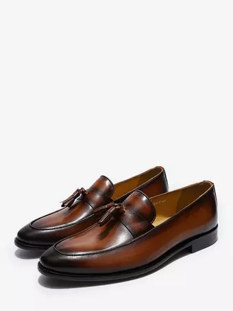 mens dress loafers with tassels Sestri Tassel Loafer  Brown Leather