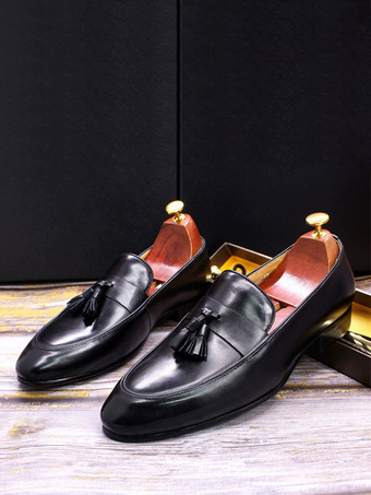 メンズ タッセルローファー 本革 ハンドクラフト スリッポン ドレスシューズ