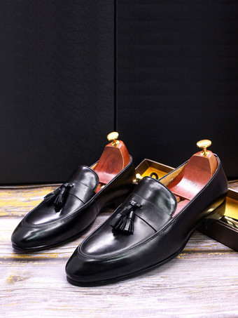 メンズ タッセルローファー 本革 ハンドクラフト スリッポン ドレスシューズ