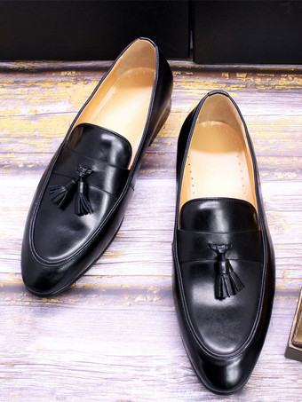 メンズ タッセルローファー 本革 ハンドクラフト スリッポン ドレスシューズ
