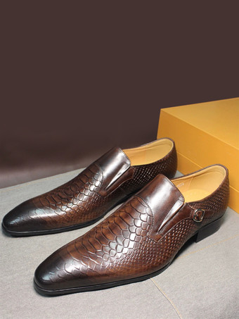 ブラウンメンズ スリッポン ローファー ヴィンテージ風 本革 ビジネスフォーマルシューズ キャップトゥ ドレスシューズ