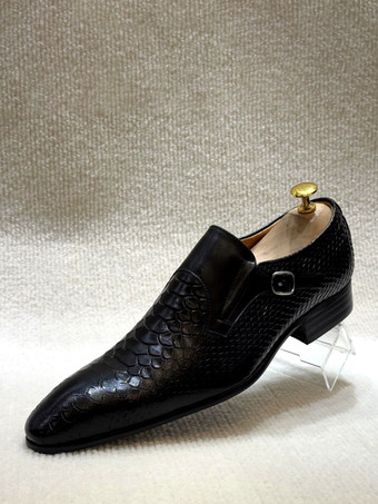 ブラック メンズ スリッポン ローファー ヴィンテージ風 本革 ビジネスフォーマルシューズ キャップトゥ ドレスシューズ