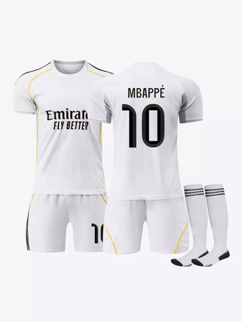 N.10Maglia da casa n. 10 Mbappé 25/26 set da 3 pezzi a maniche corte per adulti e bambini
