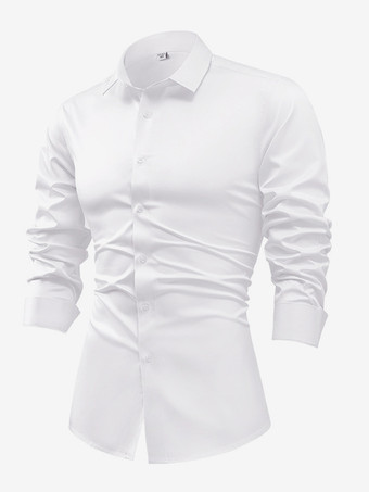 メンズ 長袖シャツ クリスタルボタン ビジネスカジュアル スリムトップ