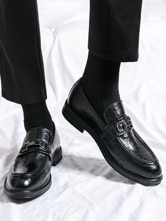 メンズ ビットローファー スリッポン ローヒール ラウンドトゥ レザーシューズ