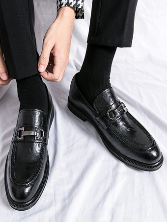 メンズ ビットローファー スリッポン ローヒール ラウンドトゥ レザーシューズ