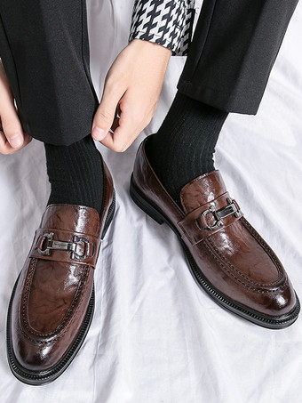 メンズ ビットローファー スリッポン ローヒール ラウンドトゥ レザーシューズ