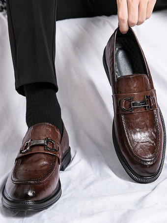 メンズ ビットローファー スリッポン ローヒール ラウンドトゥ レザーシューズ