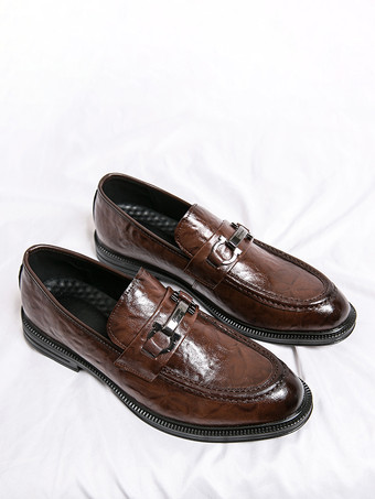 メンズ ビットローファー スリッポン ローヒール ラウンドトゥ レザーシューズ