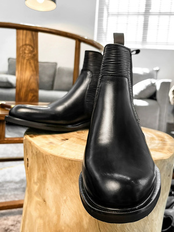 メンズ チェルシーブーツ 本革 アンクルブーツ 伸縮性のあるゴア カジュアル ドレスシューズ