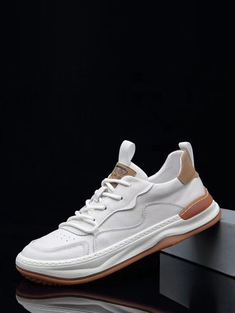 ホワイト メンズ スポーツスニーカー 通気性 防臭 チャンキーシューズ