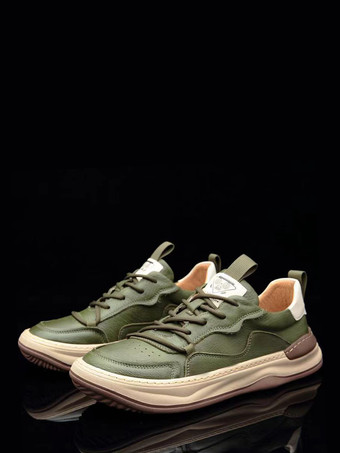 ハンターグリーン メンズ スポーツスニーカー 通気性 防臭 チャンキーシューズ