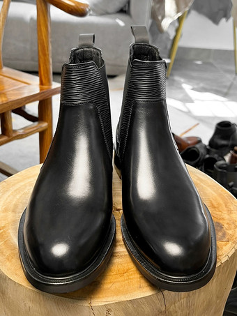 メンズ チェルシーブーツ 本革 アンクルブーツ 伸縮性のあるゴア カジュアル ドレスシューズ