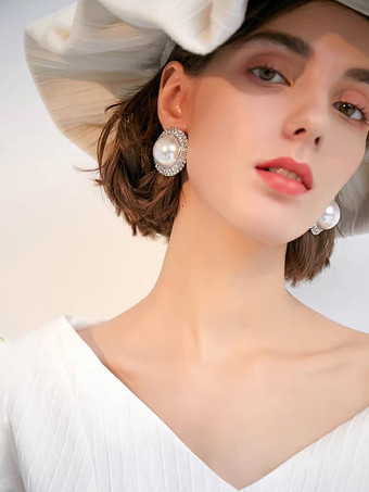 ブライダルイヤリング レディース メタルピアス ウェディングジュエリー