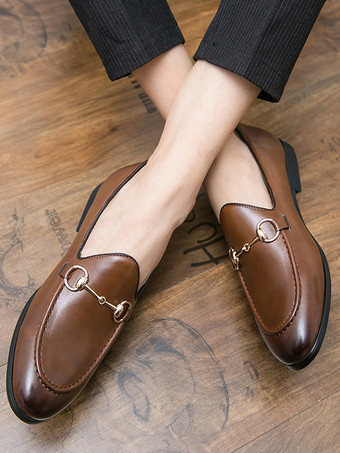 メンズ ビットローファー ビジネスカジュアル スリッポン 通気性 ポインテッドトゥ レザーシューズ