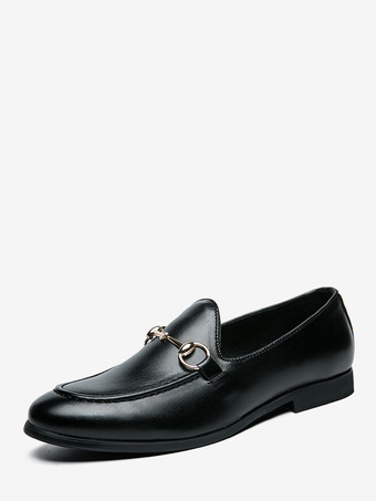 ブラック メンズ ビットローファー ビジネスカジュアル スリッポン 通気性 ポインテッドトゥ レザーシューズ