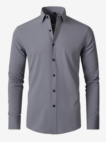 グレイメンズ 長袖シャツ スリムフィット ボタンダウン 無地 トップス