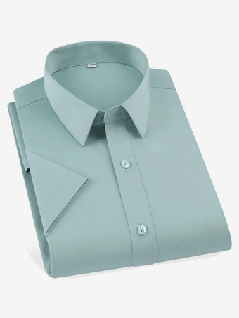 セージグリーンメンズ長袖シャツ シワになりにくいビジネスカジュアル アイスシルクシャツ