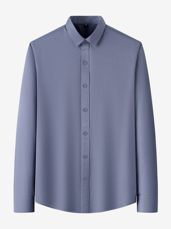 グレイメンズ長袖シャツ シワになりにくいビジネスカジュアル アイスシルクシャツ