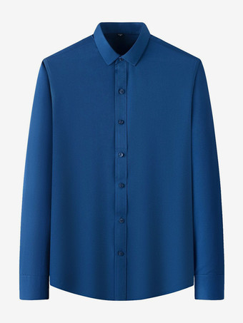 ティールメンズ長袖シャツ シワになりにくいビジネスカジュアル アイスシルクシャツ