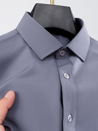 グレイメンズ 半袖シャツ しわになりにくい ビジネスカジュアル アイスシルクシャツ