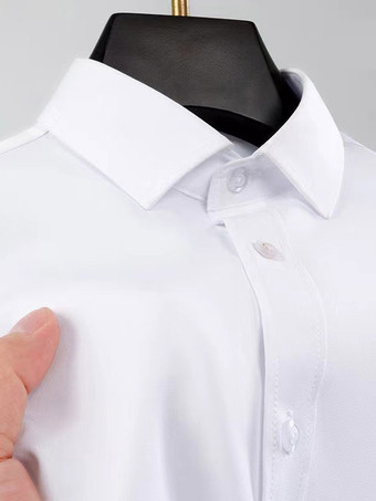 ホワイト メンズ 半袖シャツ しわになりにくい ビジネスカジュアル アイスシルクシャツ