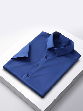 ロイヤルブルーメンズ 半袖 夏シャツ アイスシルク しわになりにくいトップス