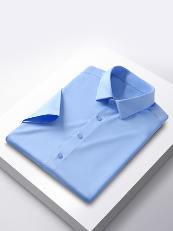 ライトスカイブルーメンズ 半袖 夏シャツ アイスシルク しわになりにくいトップス