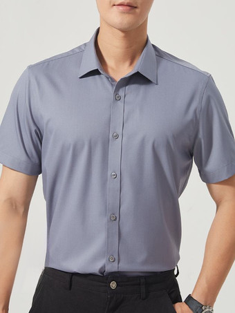 グレイメンズ サマーシャツ 伸縮性 スリムフィット ビジネスカジュアル 半袖シャツ