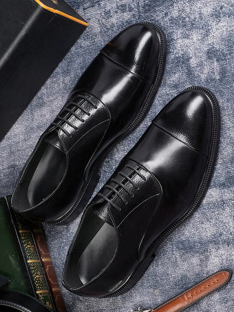 メンズオックスフォードシューズ ラウンドトゥ ドレスシューズ 本革 ビジネスフォーマル キャップトゥシューズ