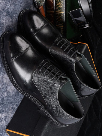 メンズオックスフォードシューズ ラウンドトゥ ドレスシューズ 本革 ビジネスフォーマル キャップトゥシューズ