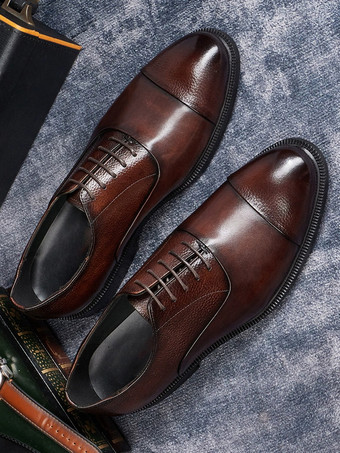 メンズオックスフォードシューズ ラウンドトゥ ドレスシューズ 本革 ビジネスフォーマル キャップトゥシューズ