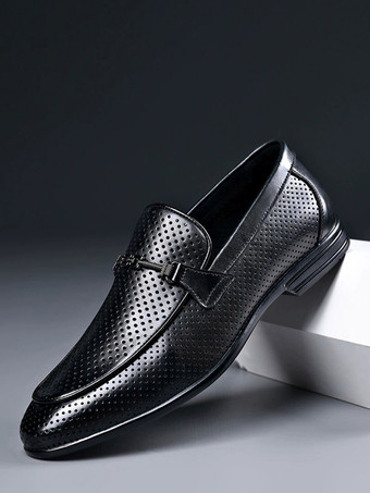 メンズ ホースビットローファー 本革 パンチングメッシュ ドレスシューズ