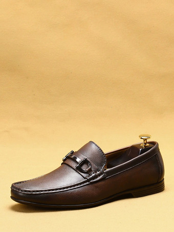 ブラウンメンズ ホースビットローファー 本革モカシン ソフトソール スリッポン カジュアルシューズ