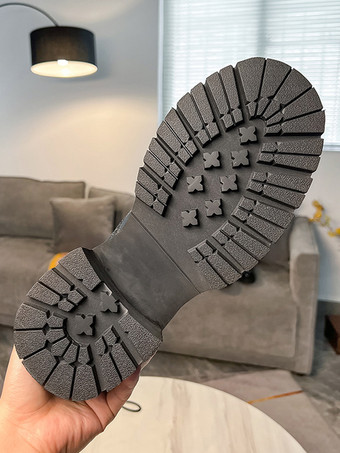 メンズ チェルシーブーツ チャンキーソール ラウンドトゥ レザー ブローグブーツ 身長アップ アンクルブーツ