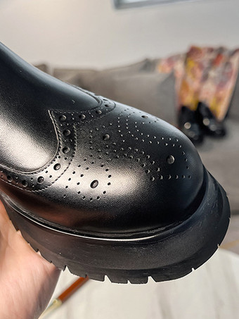 メンズ チェルシーブーツ チャンキーソール ラウンドトゥ レザー ブローグブーツ 身長アップ アンクルブーツ