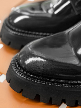 メンズ チャッカブーツ ラウンドトゥ チャンキープラットフォーム レザー アンクルブーツ