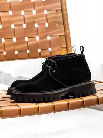 メンズ チャッカブーツ チャンキーソール ラウンドトゥ スエードレザー アンクルブーツ