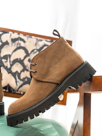 メンズ チャッカブーツ チャンキーソール ラウンドトゥ スエードレザー アンクルブーツ