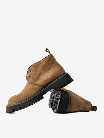 メンズ チャッカブーツ チャンキーソール ラウンドトゥ スエードレザー アンクルブーツ